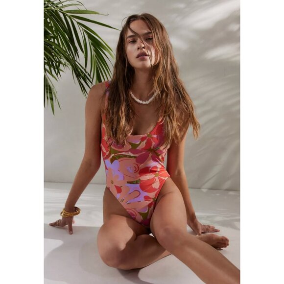 Urban Outfitters Other - Urban Outfitters Out From Under Jean Scoop Neck One-Piece Swimsuit Floral NWOT M